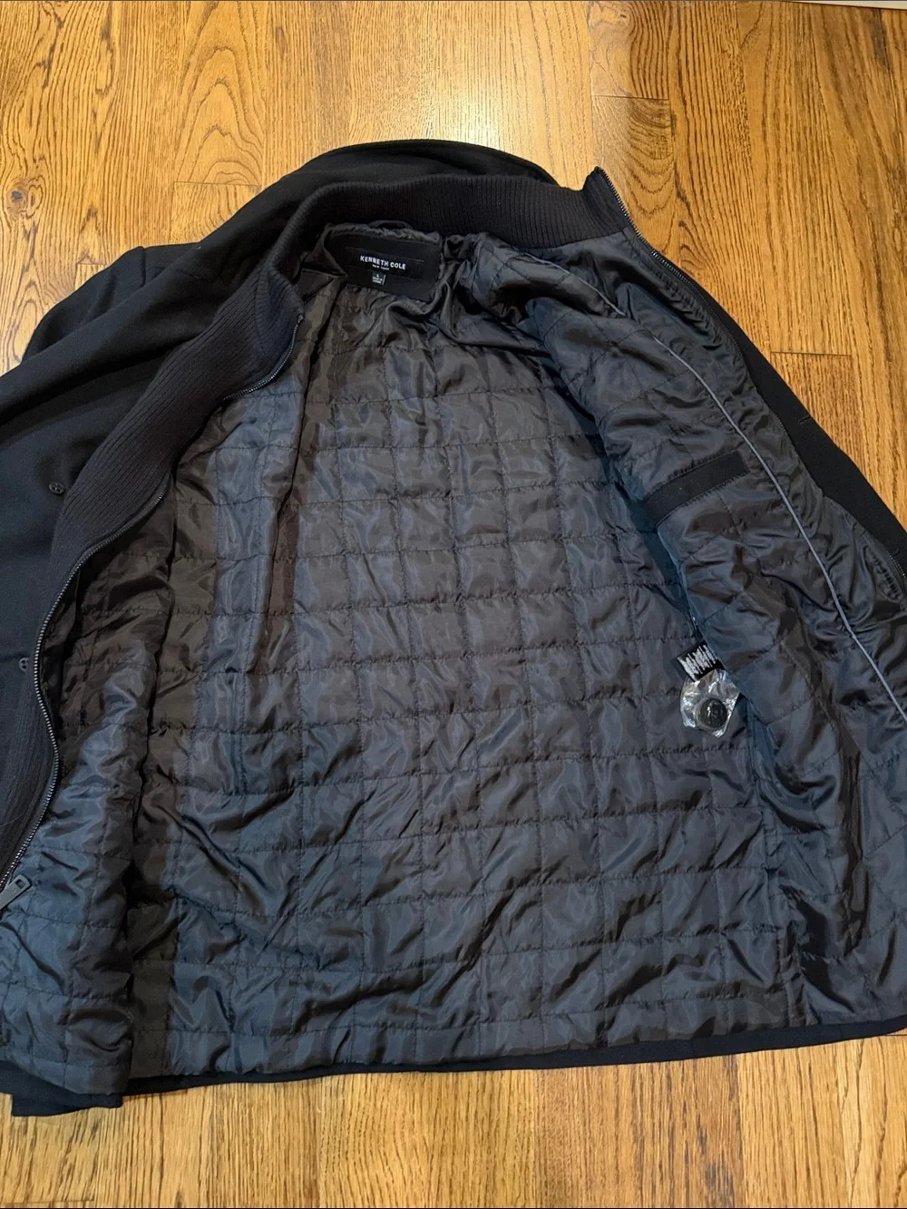 Kenneth Cole Reaction Black Double-Breasted Peacoat
